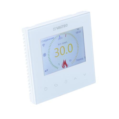 Термостат комнатный VALTEC VT.AC613.W.0 c WIFI с цветным дисплеем 230В/16A белый фото в интернет-магазине САНТЕХСИТИ