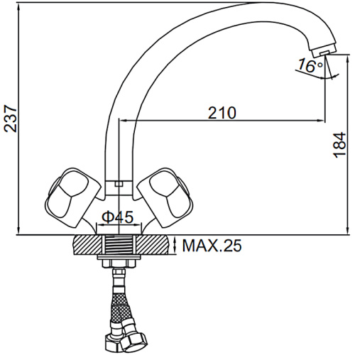 Смеситель для кухни Ledeme H26 L4226-2 фото в интернет-магазине САНТЕХСИТИ