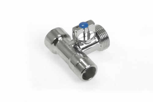 Кран проходной TIM для стиральной машины хром 1/2"х3/4"х1/2 фото в интернет-магазине САНТЕХСИТИ