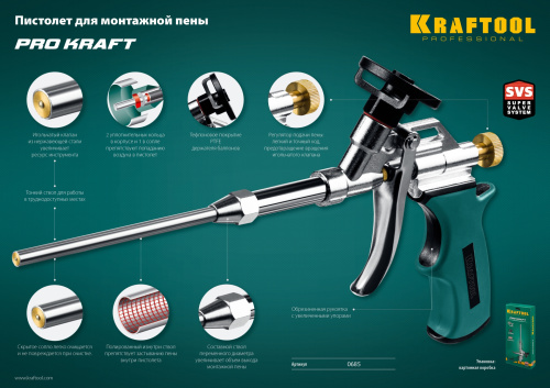 KRAFTOOL  ProKraft, тефлоновый пистолет для монтажной пены (0685) фото в интернет-магазине САНТЕХСИТИ