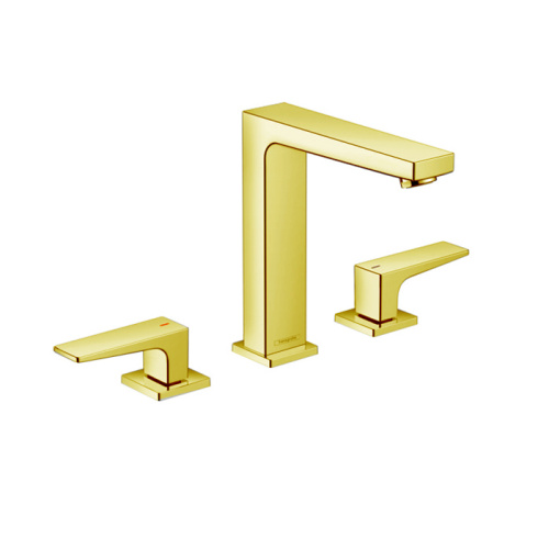 Hansgrohe Metropol Смеситель для раковины 160, на 3 отв, с донным клапаном, излив 152мм, цвет: золото фото в интернет-магазине САНТЕХСИТИ