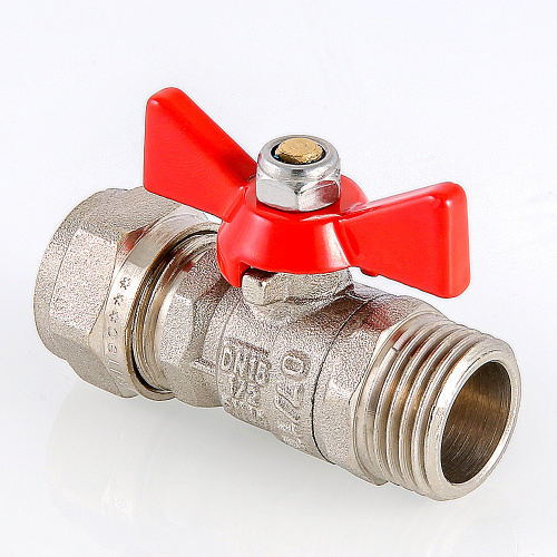 Кран шар. под обжим VALTEC рукоятка бабочка 16 х 1/2" нар. фото в интернет-магазине САНТЕХСИТИ