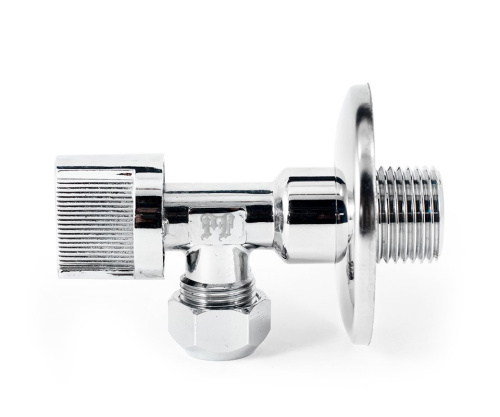 Кран шаровой PROFACTOR CHROME угловой для бытовой техники н/цанга 1/2" х 10мм фото в интернет-магазине САНТЕХСИТИ
