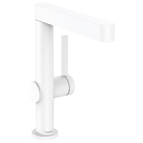 Hansgrohe Finoris Смеситель для раковины, на 1 отв., с поворотным изливом, с донным клапаном, цвет: белый матовый фото в интернет-магазине САНТЕХСИТИ