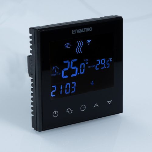 Термостат комнатный VALTEC VT.AC712.B.0 WIFI с датчиком температуры пола черный фото в интернет-магазине САНТЕХСИТИ