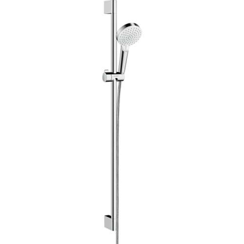 Hansgrohe Crometta Vario Unica Душевой набор: штанга 900mm, ручной душ, 2jet (Rain, IntenseRain), EcoSmart, шланг, цвет: белый/хром фото в интернет-магазине САНТЕХСИТИ