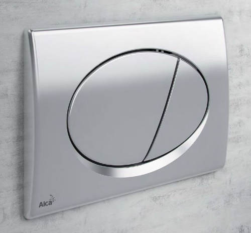 Комплект инсталляции для унитаза ALCAPLAST с хром. глянцевой кнопкой M71 овал. кнопки фото в интернет-магазине САНТЕХСИТИ