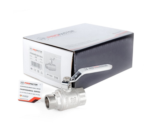 Кран шаровый PROFACTOR 3/4" вн.-нар. стальная рукоятка (10/80) фото в интернет-магазине САНТЕХСИТИ