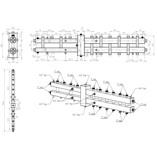 Коллектор с гидроразделителем СЕВЕР из стали-BKM7 фото в интернет-магазине САНТЕХСИТИ