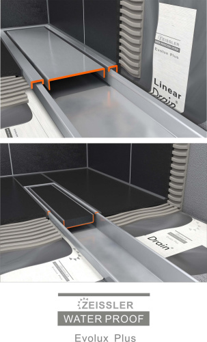Трап для душа TIM с двухсторонней решеткой горизонтальный сток Evolux Plus 70*600 фото в интернет-магазине САНТЕХСИТИ