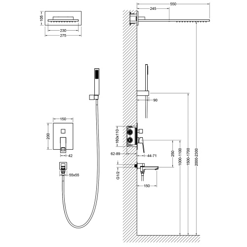 Душевая система встроенная Timo Briana SX-7119/03SM черный фото в интернет-магазине САНТЕХСИТИ