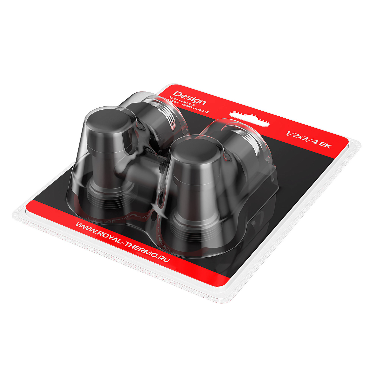 Узел нижнего подключения Royal Thermo Design угловой 1/2"х3/4" EK (черный) фото в интернет-магазине САНТЕХСИТИ