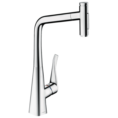 Hansgrohe Metris Select M71 Смеситель для кухни, на 1 отв, поворотный излив: 23.5см с вытяжным душем, 2jet, h: 33.3см, sBox, цвет: хром фото в интернет-магазине САНТЕХСИТИ