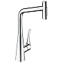 Hansgrohe Metris Select M71 Смеситель для кухни, на 1 отв, поворотный излив: 23.5см с вытяжным душем, 2jet, h: 33.3см, sBox, цвет: хром фото в интернет-магазине САНТЕХСИТИ