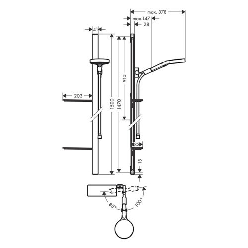 Hansgrohe Rainfinity Душевой набор (ручной душ 130мм, 3jet, штанга 900мм, держатель, шланг), цвет: хром фото в интернет-магазине САНТЕХСИТИ