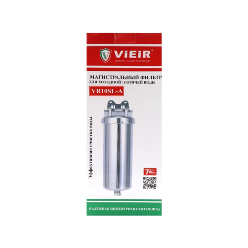 Магистральный фильтр VIEIR SL10 из нерж. стали, с промывкой 1/2" VR10SL-A (10) фото в интернет-магазине САНТЕХСИТИ