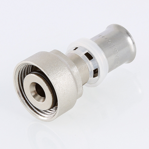 Пресс фитинг VALTEC Соединитель 16(2.0)х3/4 с накидной гайкой под евроконус фото в интернет-магазине САНТЕХСИТИ