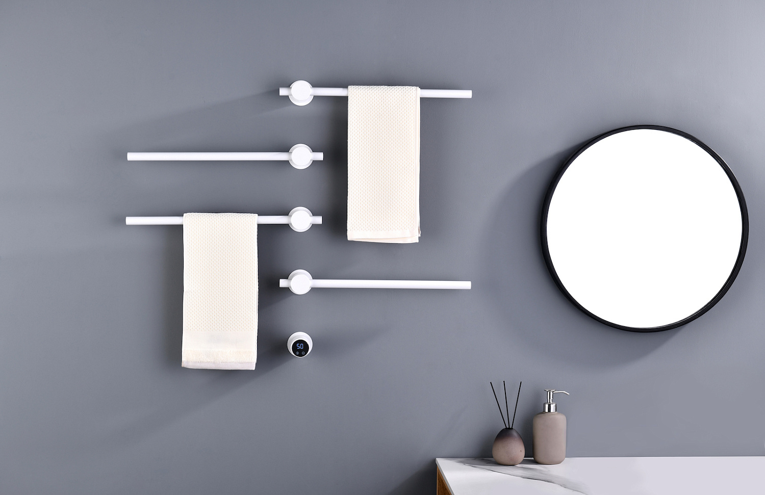 Полотенцесушитель электрический, встроенный Timo Saona 040/16SM белый матовый фото в интернет-магазине САНТЕХСИТИ