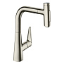 Hansgrohe Talis Смесиетель для раковины, на 1 отв., с выдвижным изливом, цвет: сталь фото в интернет-магазине САНТЕХСИТИ