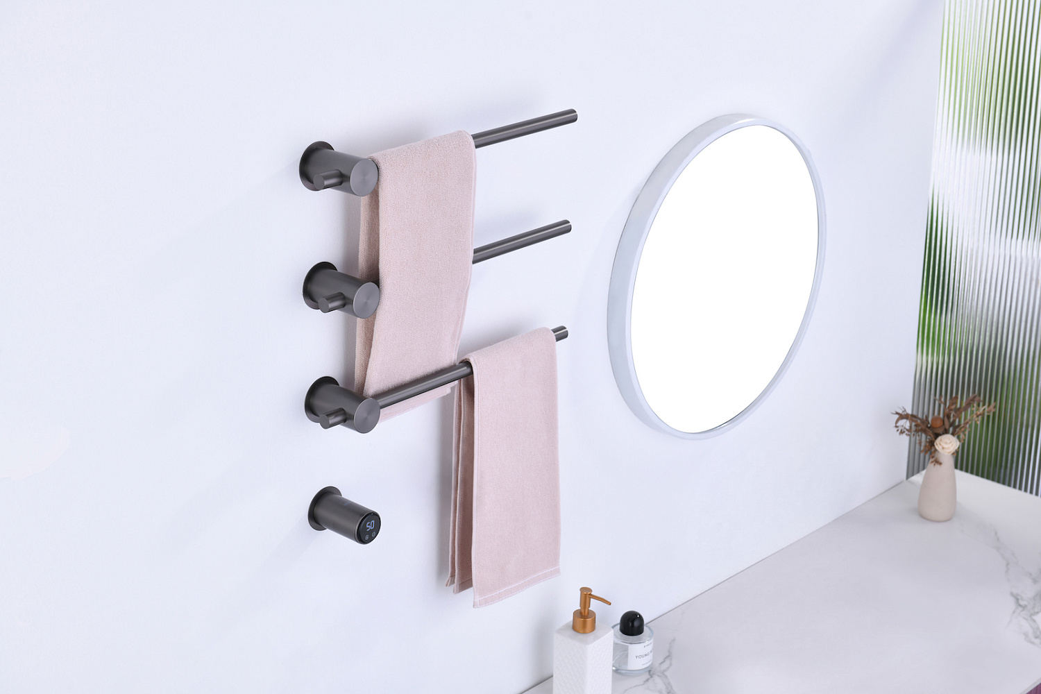 Полотенцесушитель электрический, встроенный Timo Saona 030/18SM черное золото фото в интернет-магазине САНТЕХСИТИ