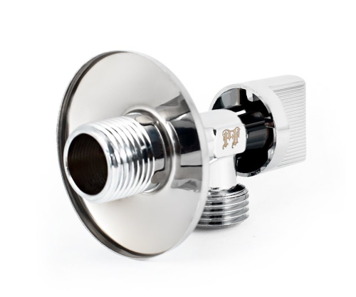 Кран шаровой PROFACTOR CHROME угловой для бытовой техники н/н 1/2" х 1/2" фото в интернет-магазине САНТЕХСИТИ