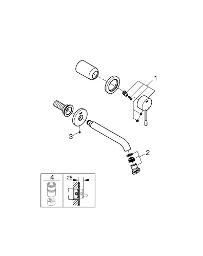 GROHE Essence NewСмеситель для раковины настенный встраиваемый 19408001 фото в интернет-магазине САНТЕХСИТИ