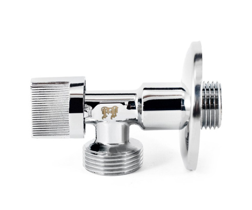 Кран шаровой PROFACTOR CHROME угловой для бытовой техники н/н 1/2" х 3/4" фото в интернет-магазине САНТЕХСИТИ