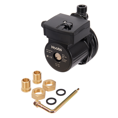Насос повысительный Hoobs SB 15-90N 160мм 120Вт 1x230В 50Гц (с гайками, латунь)  (корпус нерж.сталь) фото в интернет-магазине САНТЕХСИТИ