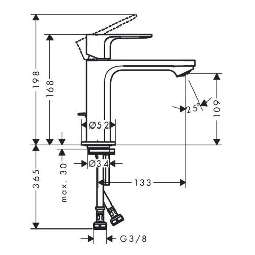 Hansgrohe Rebris E Смеситель для раковины, 1 отв., с донным клапаном, цвет: черный матовый фото в интернет-магазине САНТЕХСИТИ