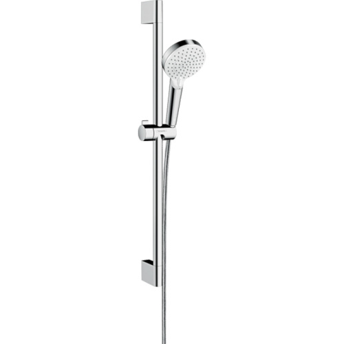Hansgrohe Crometta Vario Unica Душевой набор: штанга 650mm, ручной душ, 2jet (Rain, IntenseRain), EcoSmart, шланг, цвет: белый/хром фото в интернет-магазине САНТЕХСИТИ