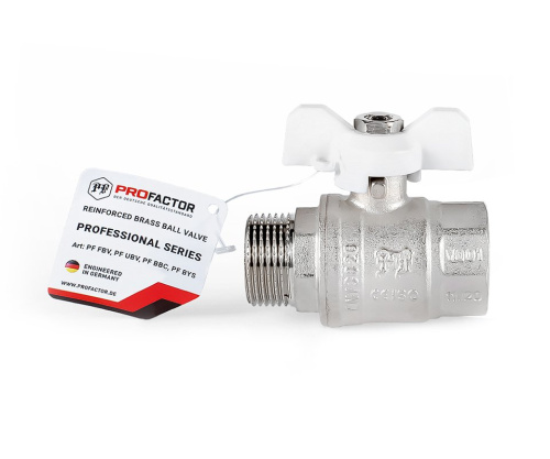 Кран шаровый PROFACTOR 3/4" вн.-нар. бабочка (10/80) фото в интернет-магазине САНТЕХСИТИ