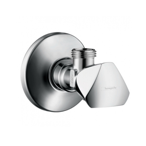 Hansgrohe E Угловой вентиль с рукояткой, подключение 1/2, отвод 3/8, цвет: хром фото в интернет-магазине САНТЕХСИТИ