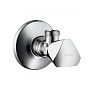 Hansgrohe E Угловой вентиль с рукояткой, подключение 1/2, отвод 3/8, цвет: хром фото в интернет-магазине САНТЕХСИТИ