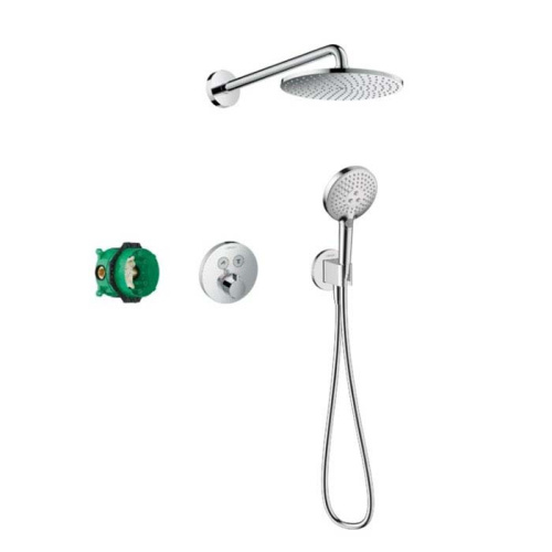 Hansgrohe Raindance S Душевая система, Верхний душ 23.6см., с термостатическим смесителем, ручным душем и держателем, цвет: хром фото в интернет-магазине САНТЕХСИТИ