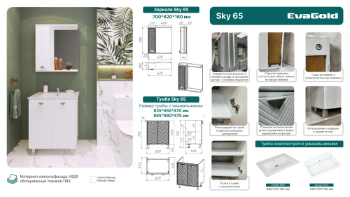 65 Зеркало-шкаф Sky 65 фото в интернет-магазине САНТЕХСИТИ