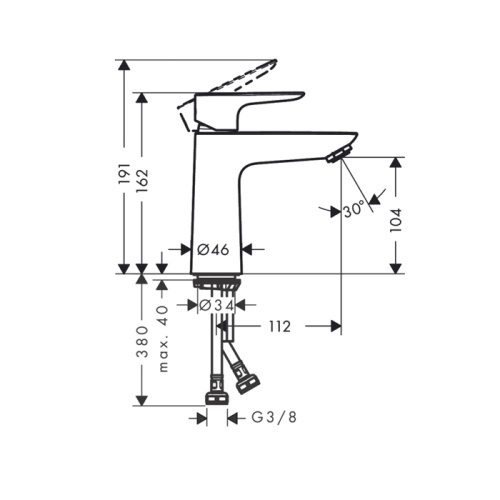 Hansgrohe Talis E Смеситель для раковины 110, на 1 отв, без донного клапана, излив 112мм, h104мм, цвет: полированное золото фото в интернет-магазине САНТЕХСИТИ