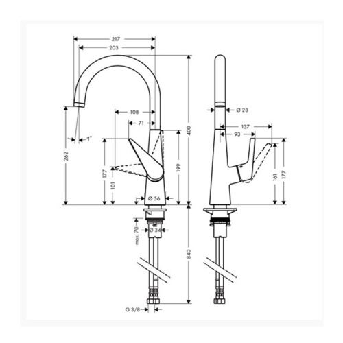 Hansgrohe Talis S, Смеситель для кухни, с выдвижным душем, Цвет: хром фото в интернет-магазине САНТЕХСИТИ