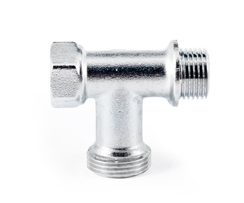 Кран шаровой PROFACTOR CHROME трёхпроходной для бытовой техники в/н/н 1/2" х 3/4" х 1/2" фото в интернет-магазине САНТЕХСИТИ