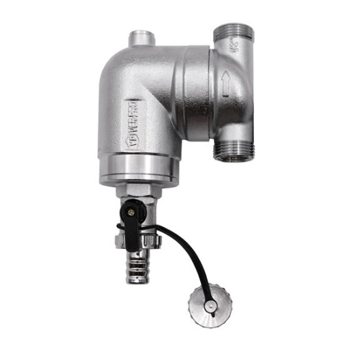 Фильтр промывной VIEIR VP169 вертикальный 3/4" с манометром, латунный (никель) корпус фото в интернет-магазине САНТЕХСИТИ