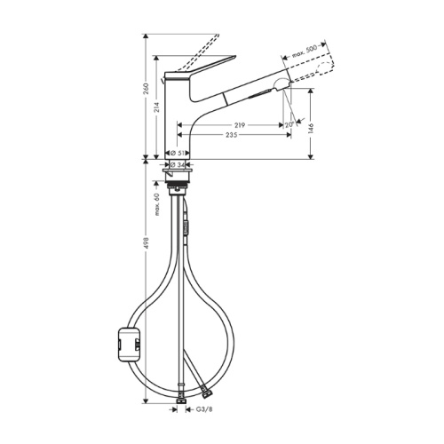 Hansgrohe Zesis Смеситель для кухни, 1 отв., с вытяжным душем, 2jet, цвет: хром фото в интернет-магазине САНТЕХСИТИ