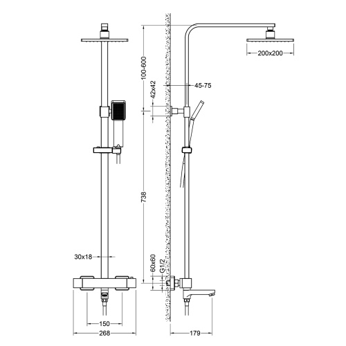 Душевая система с термостатом Timo Tetra-thermo SX-0169/00 хром фото в интернет-магазине САНТЕХСИТИ