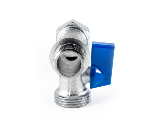 Кран шаровой PROFACTOR CHROME трёхпроходной для бытовой техники в/н/н 1/2" х 3/4" х 1/2" фото в интернет-магазине САНТЕХСИТИ
