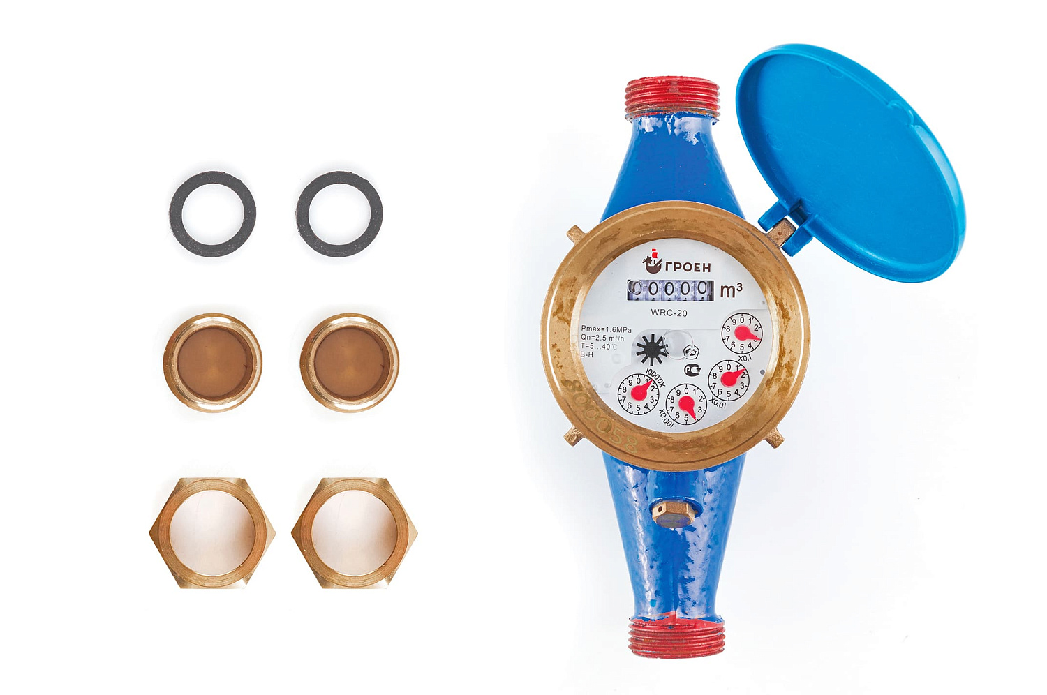 Счетчик GROEN для холодной воды мокроход WRC (iron) 3/4" (190 мм) фото в интернет-магазине САНТЕХСИТИ