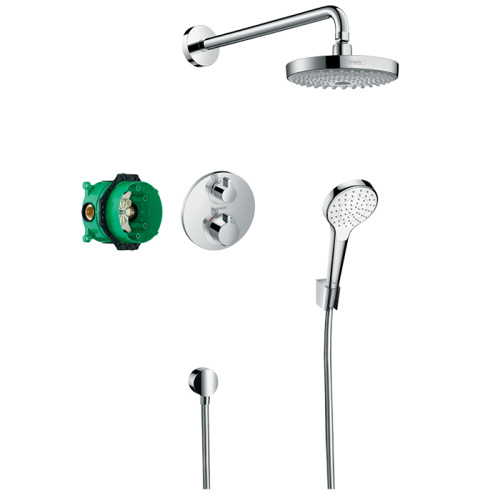 Hansgrohe Croma S Душевая система, верхний душ 18,7см., смеситель термостатический, с ручным душем, цвет: хром фото в интернет-магазине САНТЕХСИТИ
