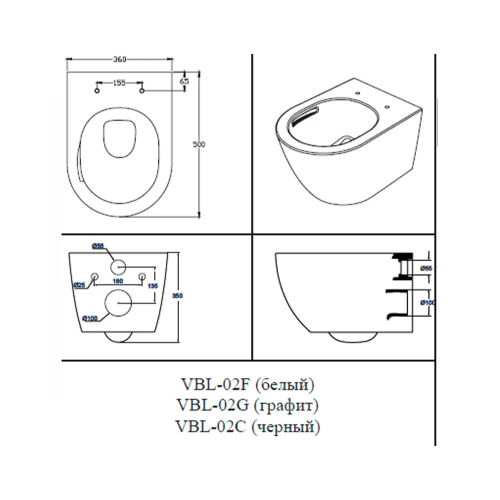 Унитаз подвесной VIEIR VBL-02 цвет белый фото в интернет-магазине САНТЕХСИТИ