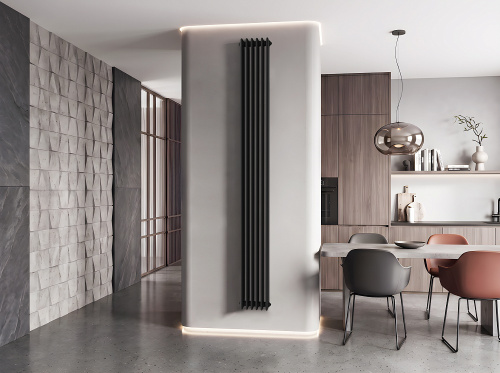 Стальной трубчатый радиатор VIEIR 3*25мм*1800мм, ретро, чёрный (8 секций) фото в интернет-магазине САНТЕХСИТИ