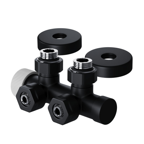 Узел нижнего подключения термостатический угловой Royal Thermo Design Pro 15мм М30х1,5 (Черный) фото в интернет-магазине САНТЕХСИТИ