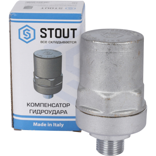 Компенсатор гидроудара, нар.р., 1/2", покрытие - хром STOUT фото в интернет-магазине САНТЕХСИТИ
