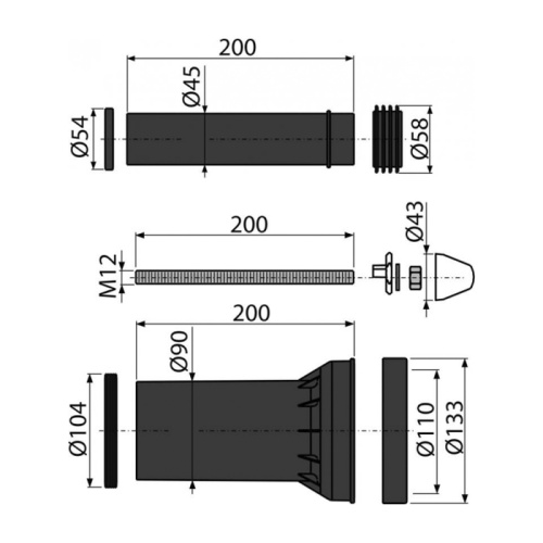 Комплект для подключения подвесного унитаза ALCAPLAST M900 фото в интернет-магазине САНТЕХСИТИ