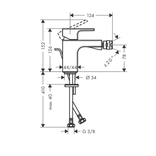 Hansgrohe Vernis Shap Blen Смеситель для биде, однорычажный, с донным клапаном, цвет: матовый черный фото в интернет-магазине САНТЕХСИТИ